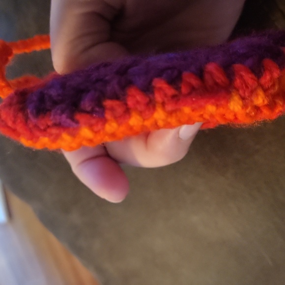 Handmade Crochet Red and Orange Pouch - Picture 3 of 5